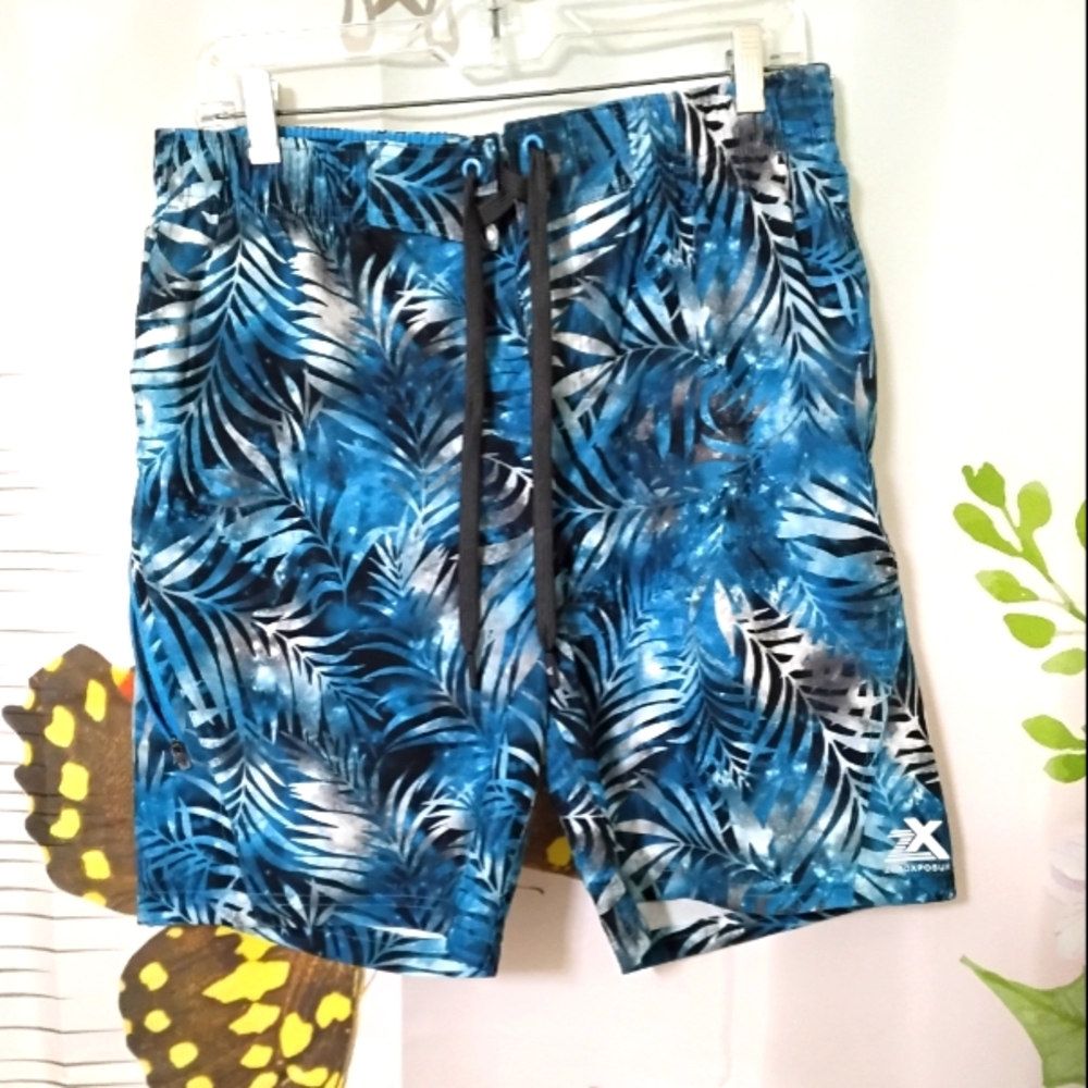 Mens Zeroxposur Stretch Swim Shorts Board Blue Grey Trunks UPF 50+ Blue Size M